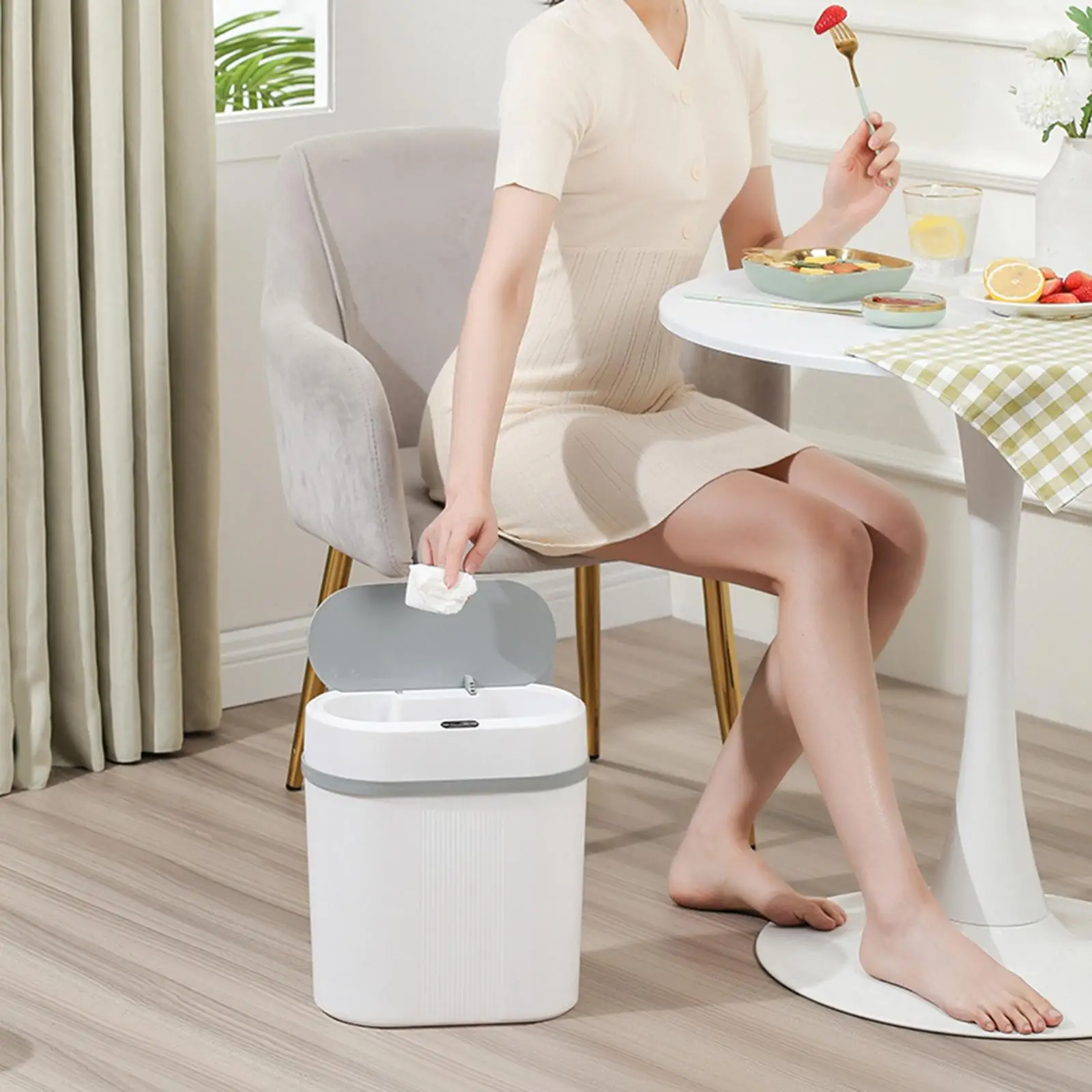 Smart Sensor Trash Can 12L Narrow Touchless Waterproof Electric Automatic Intelligent Trash Can for Home Hotel Office Bathroom