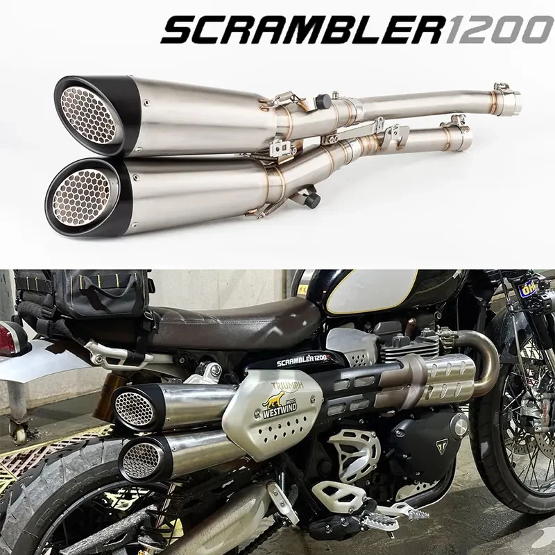 Full Motorcycle Exhaust Escape System With Muffler For Triumph Scrambler 1200 XE XC 2019-2023 2020 2022 2021 Modified  Pipe