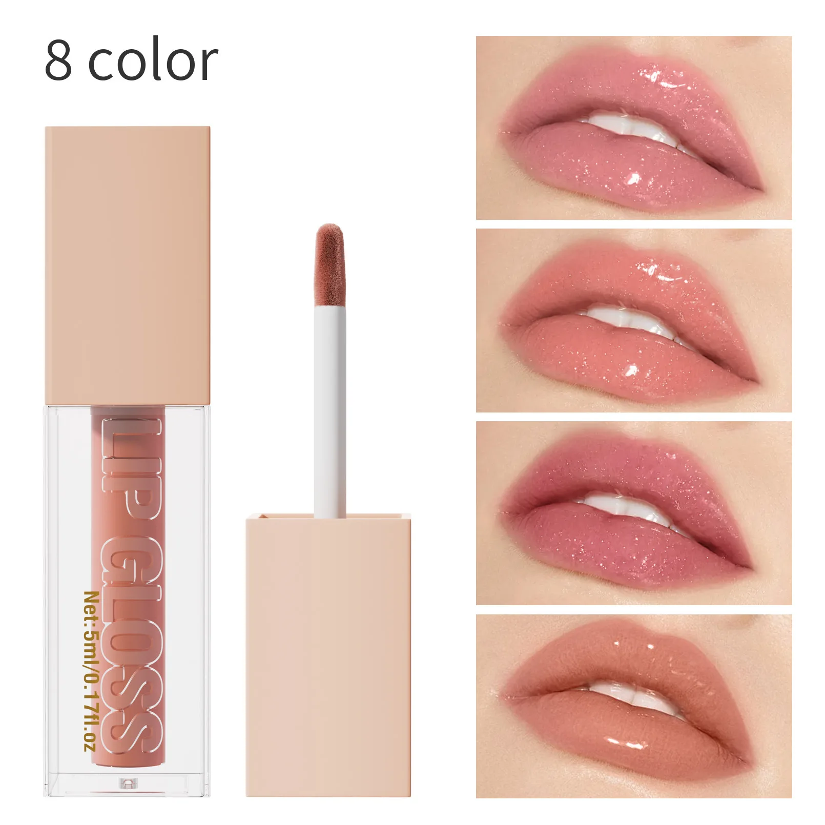 Mirror Watery Lip Gloss Hydrating Micro Shimmer Pearlescent Temu Cross Border Hot Sale for Shiny Lips