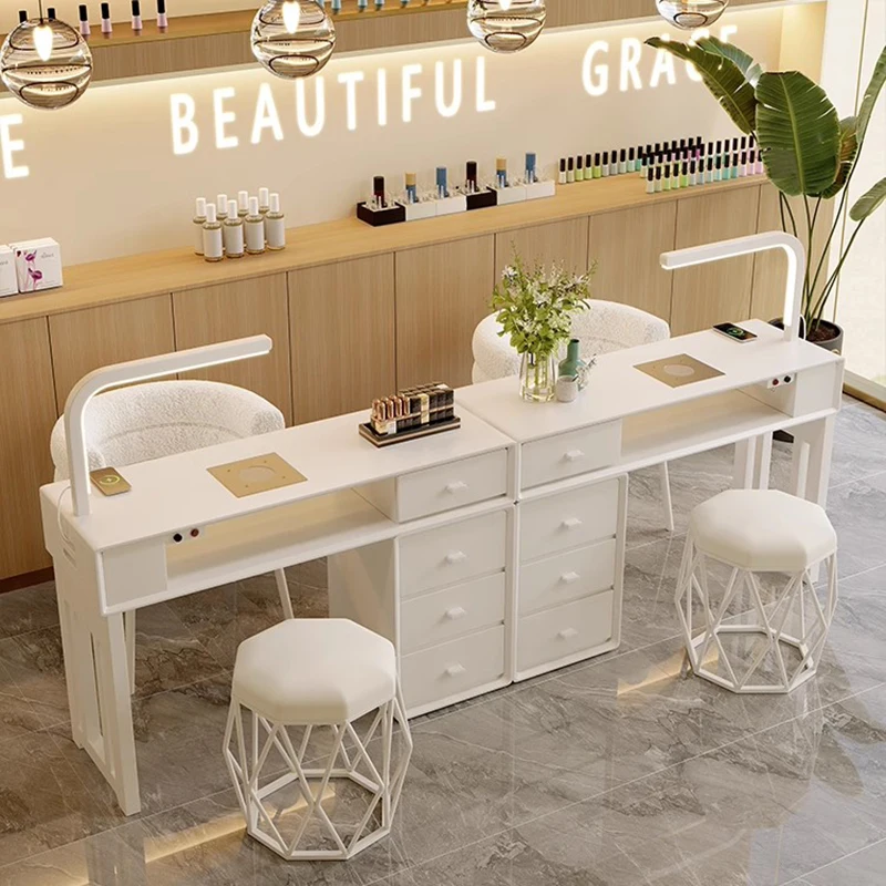 

French Minimalist Nail Table Elegant Design Trendy Classic Nail Table Beauty Premium Bar A Ongle Mobilier Salon Furniture