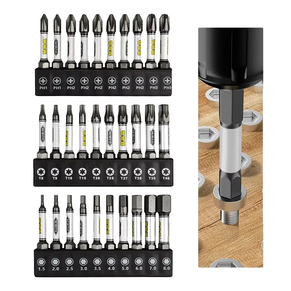 1/4 Inch Magnetic Screwdriver Bit Set Torx Hexagonal Cross Head Impact Drill Batch Head Tamper Proof for E-commerce SEO