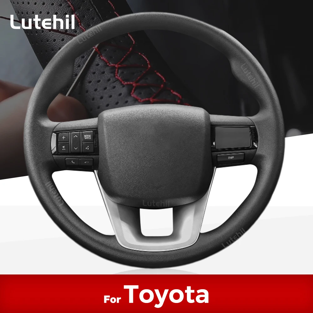 

For Toyota Hilux Fortuner Custom Car Steering Wheel Braid Cover Hand Sewing Artificial leather Suede Carbon Fiber Car Accessorie