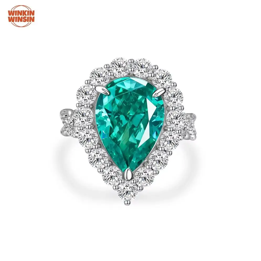 

Winkin Winsin5-carat Paraiba 10*14 group diamond studded European and American ins ring