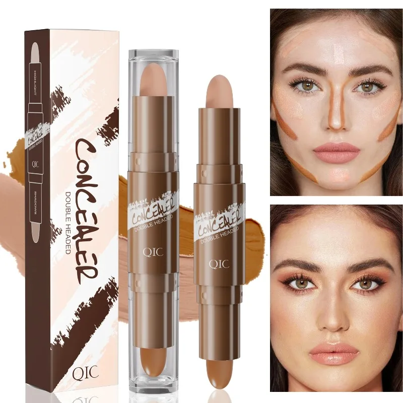 Barra de contorno con resaltador corrector de doble cabeza para puente de nariz tridimensional sombra V cara puente de nariz alto 1 Uds