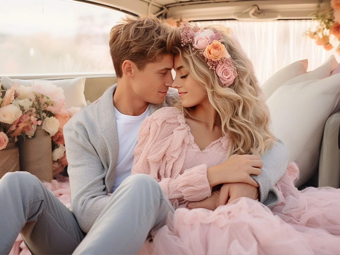Mehomond Fotografie Hintergrund Valentinstag Boho rosa Blumen Auto Kinder Geburtstag Hochzeit Porträt Dekor Hintergrund Fotostudio