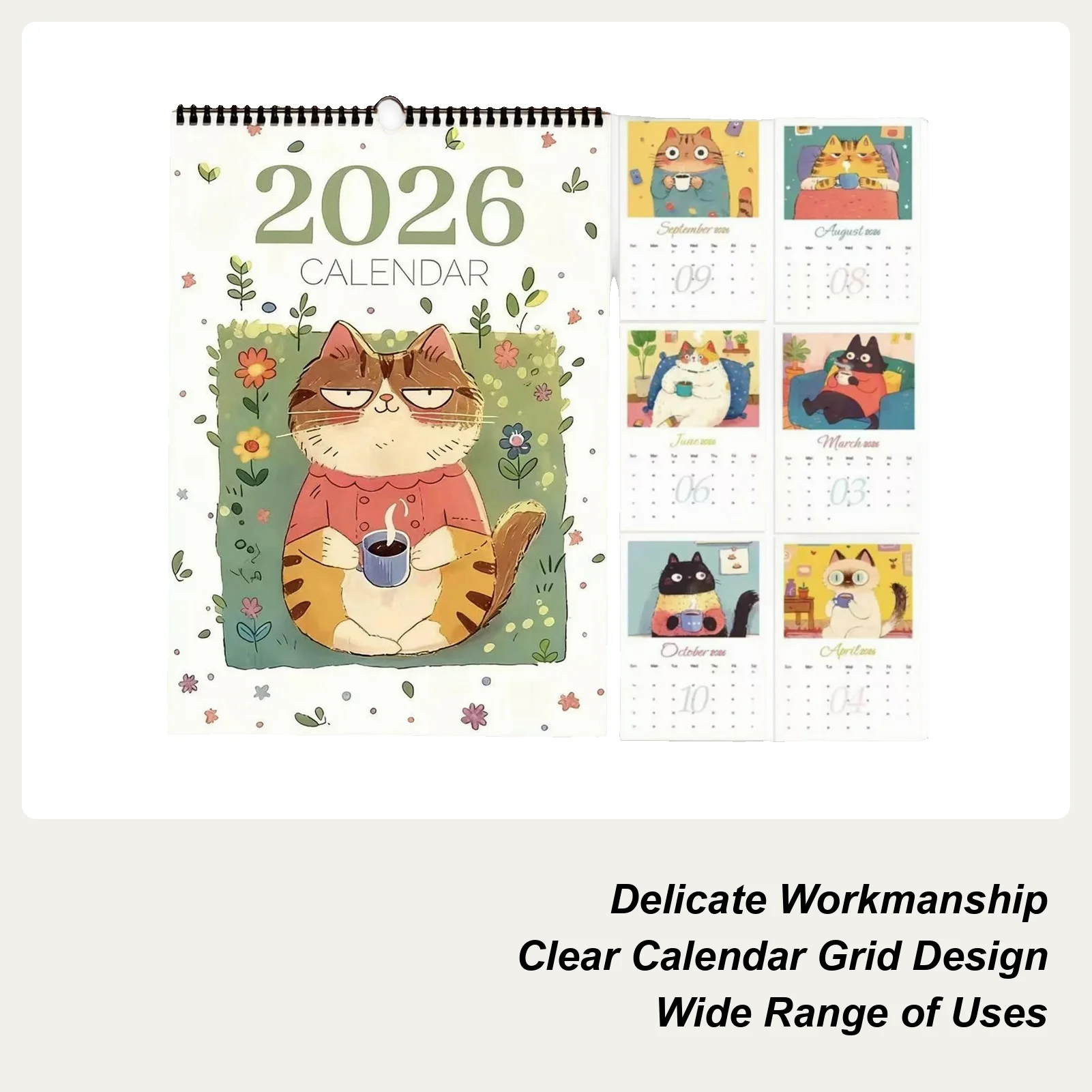 

Cat Calendar 2026 Hand Paint Cartoon Cat Themed Wall Planner 12 Monthly Calendar For Home Decoration Scheduling Organization