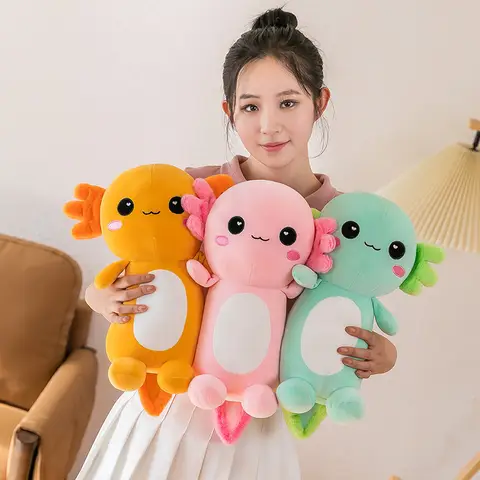 Kawaii Anime Axolotl Plush Toy Super Soft Salamander Animal Stuffed Plushie Doll Home Cartoon Decor for Friends Halloween Gift