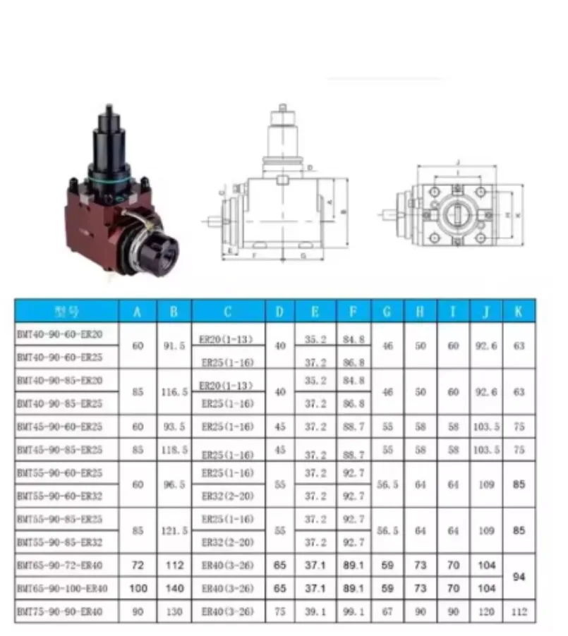 BMT45 BMT65 BMT55 Live Tool Holders for CNC Lathe, Turret Mining,   driven tool holder 90 Degrees, 0 Degrees