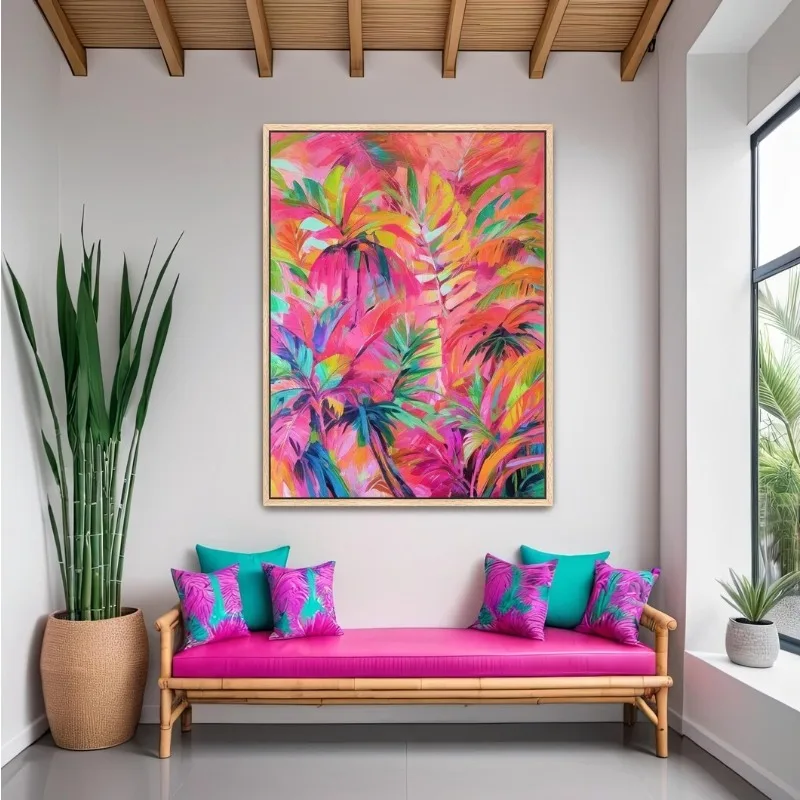 Plant Palm Leaves Poster Colourful Botanical Leaf Canvas Pai