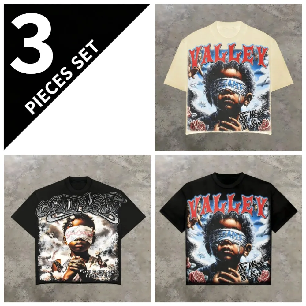 Vintage Angel Rose Blindfold Portrait Letter Print Men Cotton T-Shirt Hip Hop Oversized Streetwear Short Sleeve Tee