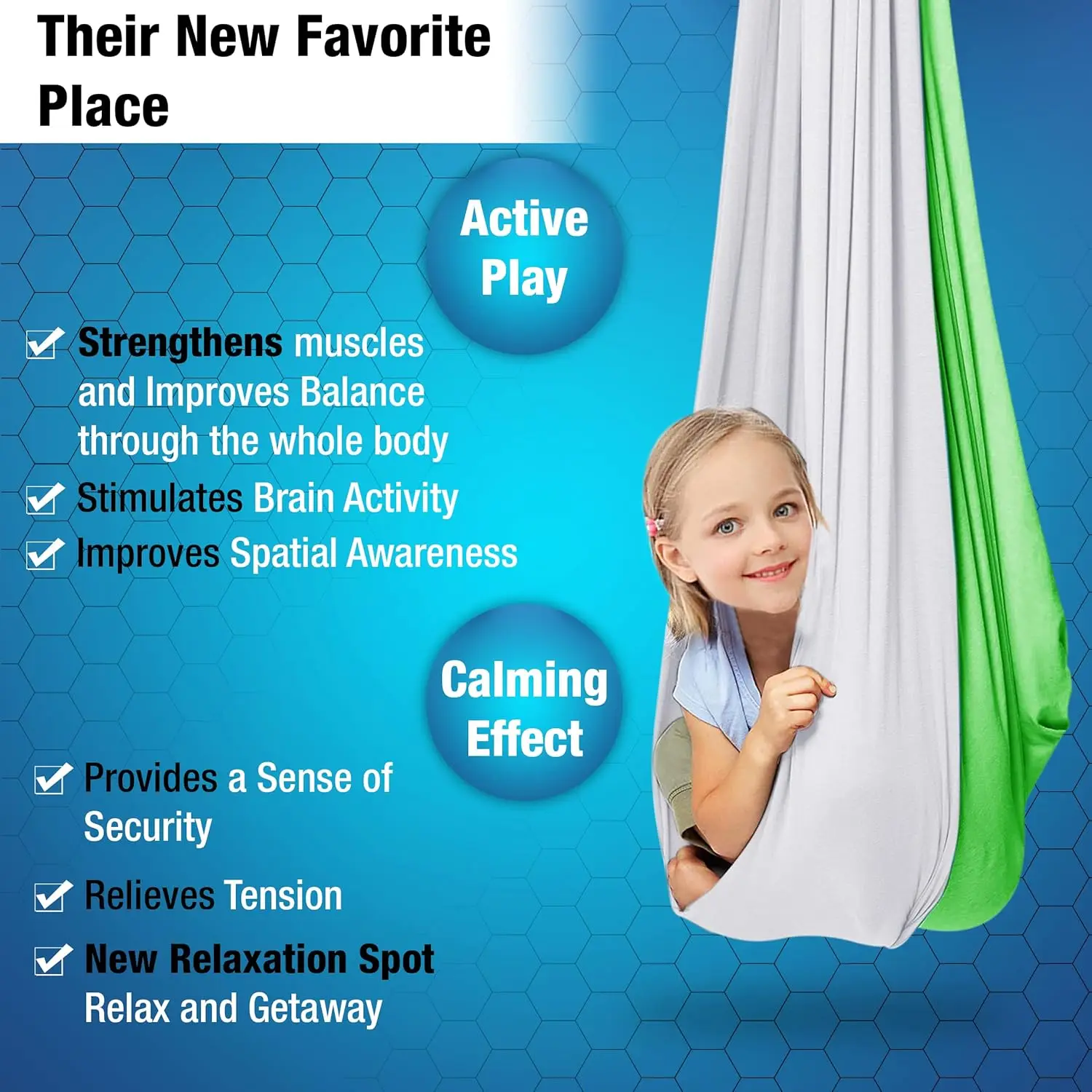Sensory Swing Bundle – 360° Swivel Hanger – Complete Set for Children – Special Needs: Anxiety, ADHD, Autism & Sensory Disorders