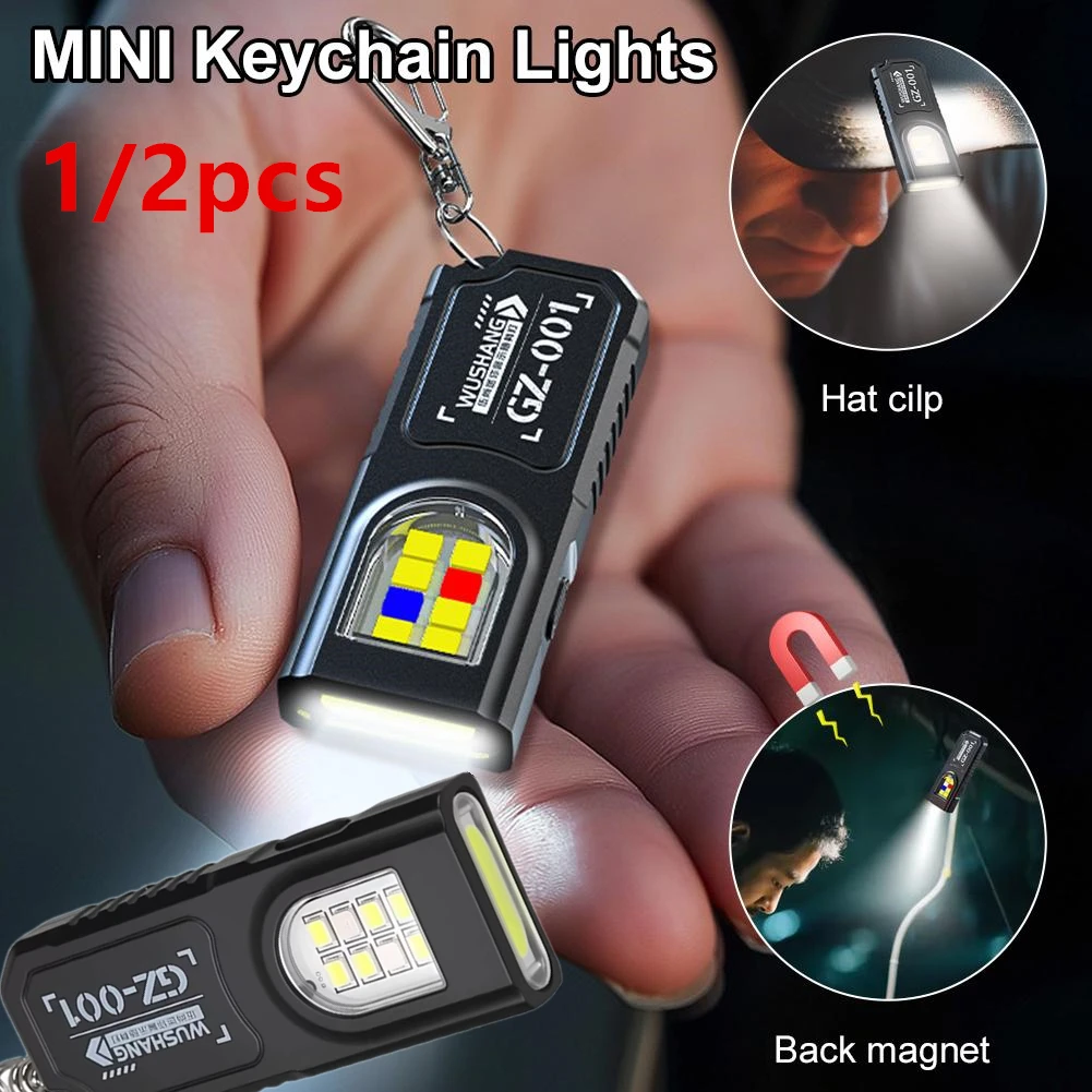 2026 New 1/2pcs Portable Waist Hanging Keychain, Mini Flashlight, Multifunctional Emergency Charging, Anti Key Chain, Bright