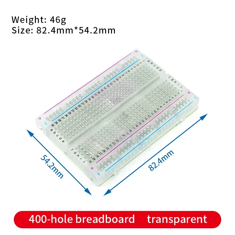 400 Points Solderless PCB Breadboard Mini Test Protoboard 8.5CM x 5.5CM transparent Bread Board Male to Male Dupont Cable DIY