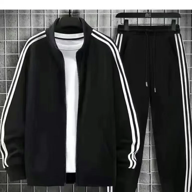 

Spring and Autumn Sweatshirt and Sweatpants Sports Set Men, Stand Collar Long Sleeve Two-Piece Set, Lightweight Slim Pants