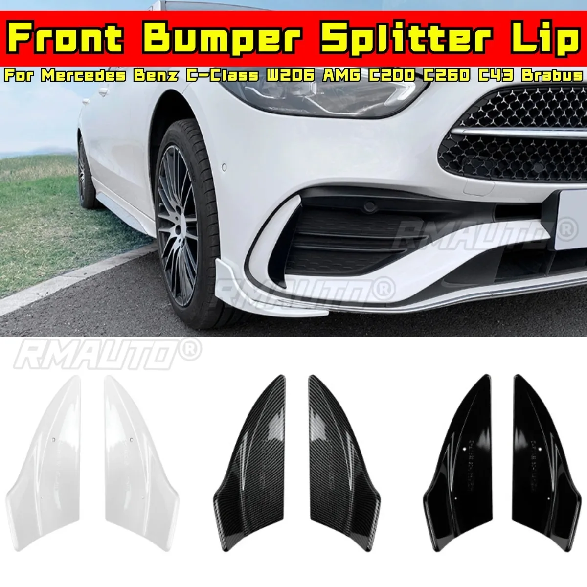

For Mercedes Benz C-Class W206 AMG C200 C260 C43 Brabus Body Kit Front Bumper Protector Spoiler Lip Cover Car Accessories