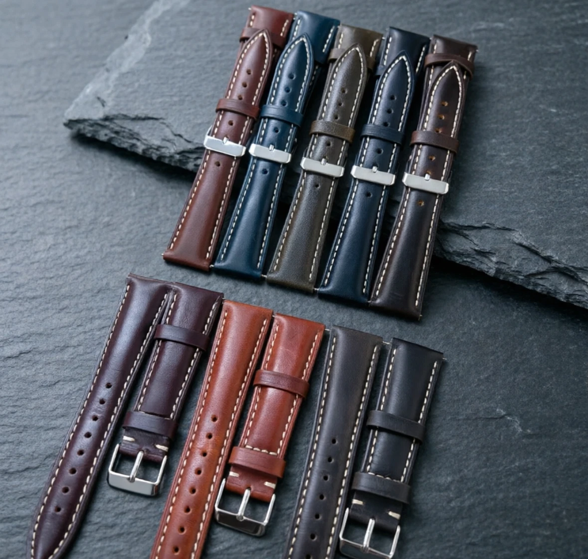 Handmade Vintage Watch Strap 20mm 22mm 24mm Double Sided Band Quick Release Buckle Retro Bracelet for Men Women