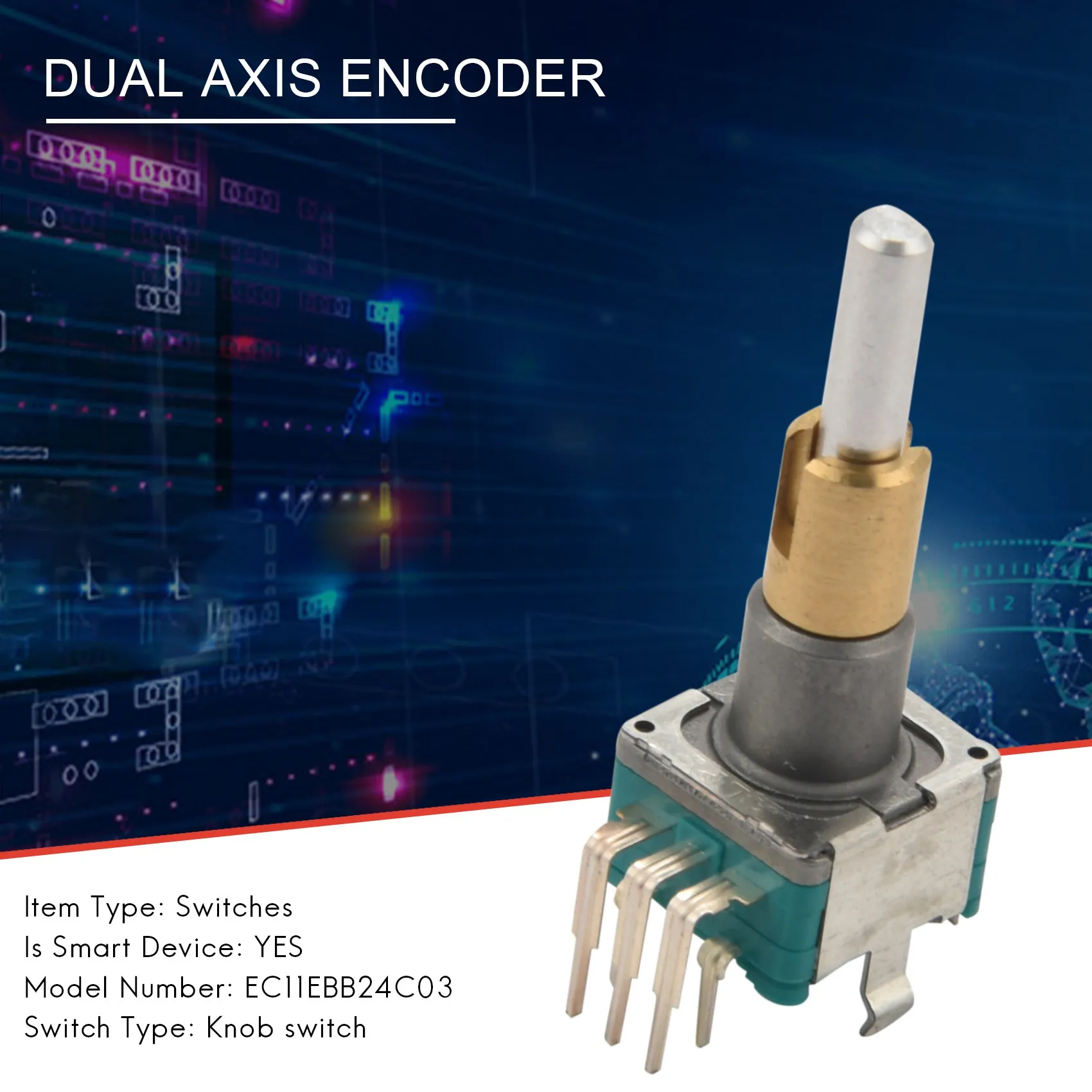 A77K EC11EBB24C03 Dual Encoder with Switch 30 Positioning Number 15 Pulse Point Handle 25mm