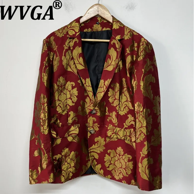 

WVGA Autumn Winter New Man Jacquard Trendy Design Turn-Down Collar Suit Coats Niche Chic Casual Long Sleeved Blazers Ins W13207