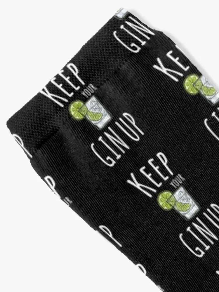 FUNNY GIN LOVER GIFTS KEEP YOUR GIN CHIN UP MOTIVATIONAL PUN Socks gift hockey Lots Women Socks Men's