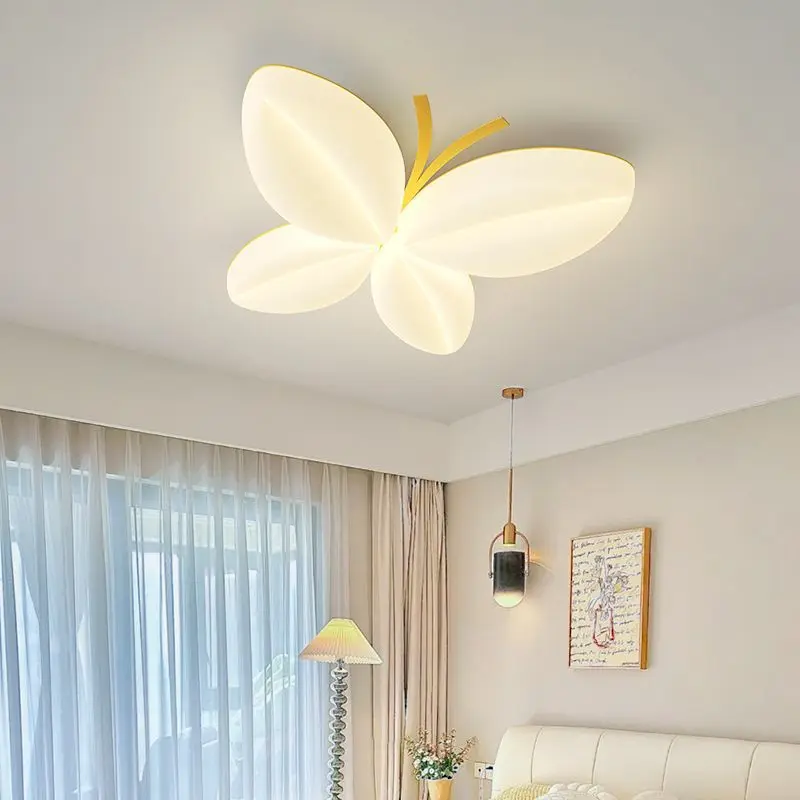 Nordic Warm Children's Room Ceiling Lights Romantic Butterfly Light LED Creative Princess Room Little Girl Bedroom Ceiling Lamps