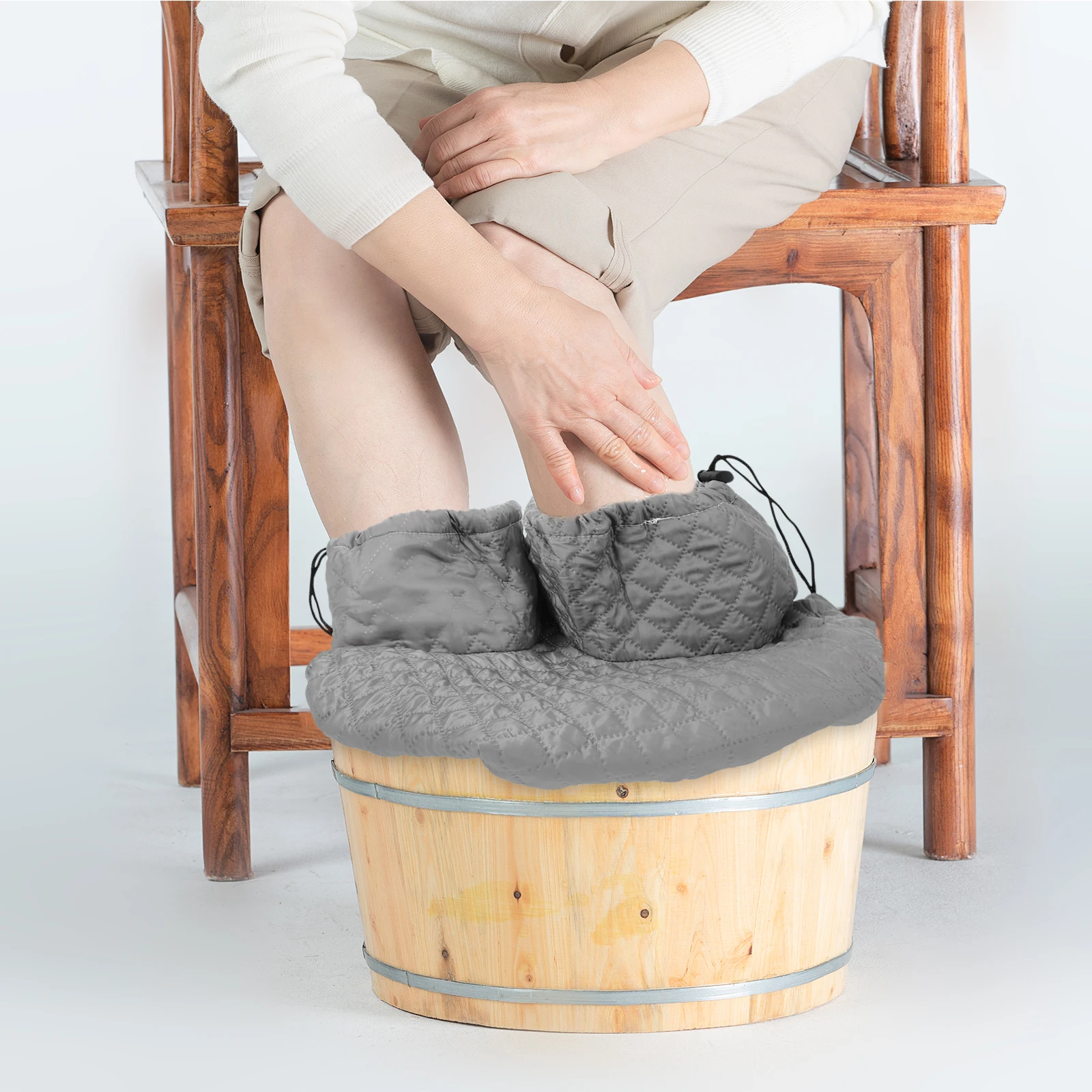 

Insulated Cover Dual Bucket Foot Basin Covers Protectors for Warm Water Soaking Soft Cotton Material Fit All Sizes