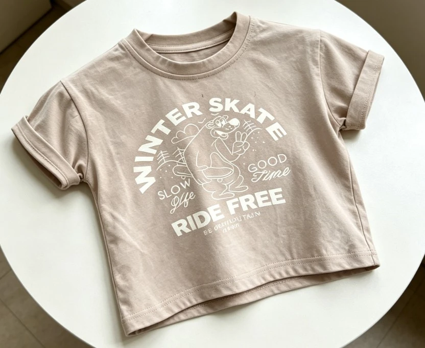 Children Vintage Bear Graphic T Shirts Winter Skate Design Toddler Short And Long Sleeve Casual Tops For Daily Play And Outgoing