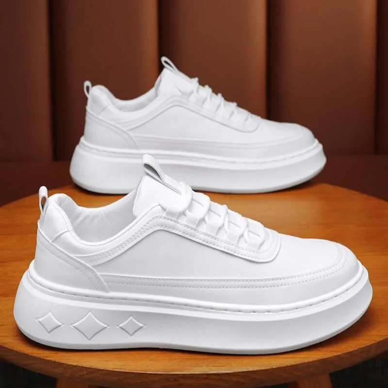 Fashion White Men Casual Sneakers Outdoor Platform Runing Shoes Breathable Men Sport Shoes Light Walking Heightening Shoes