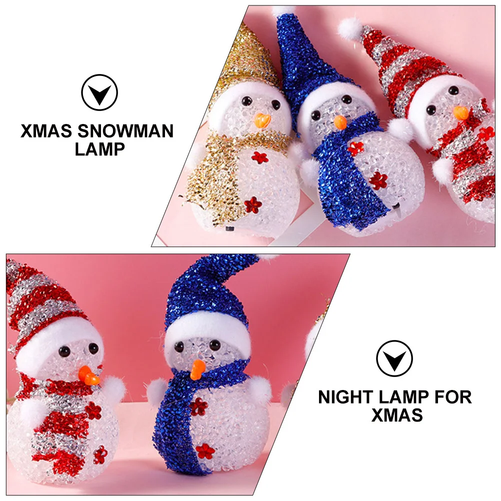 

3Pcs Snowman Night Light Xmas Decorative Lamp Durable Xmas Snowman Lamp Christmas Decoration Party Ambiance Light