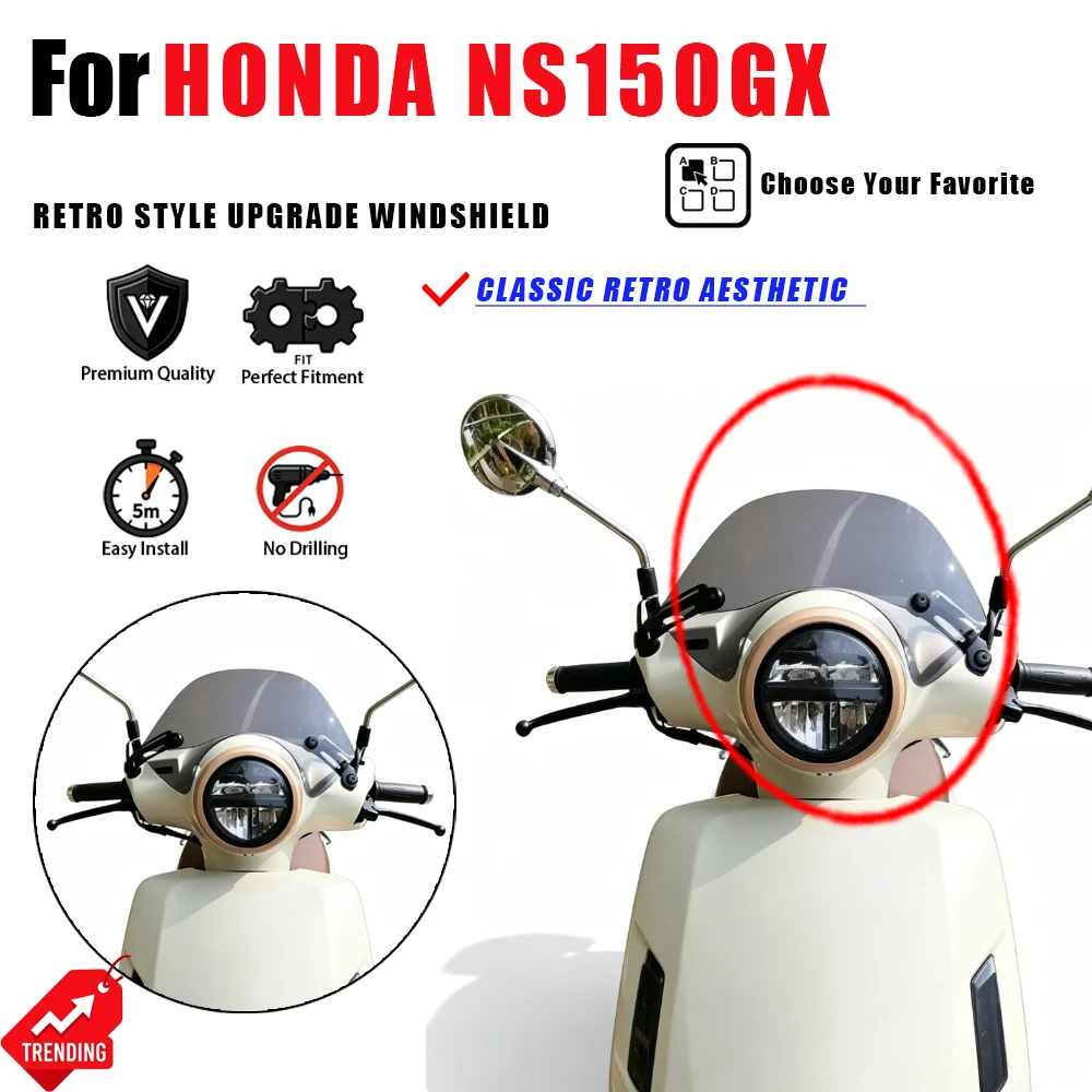 Для Honda NS125LA 2025: Ветровое стекло в ретро-стиле, дефлектор, аксессуары для мотоциклов, парабриз, купол, запчасти NS 125LA