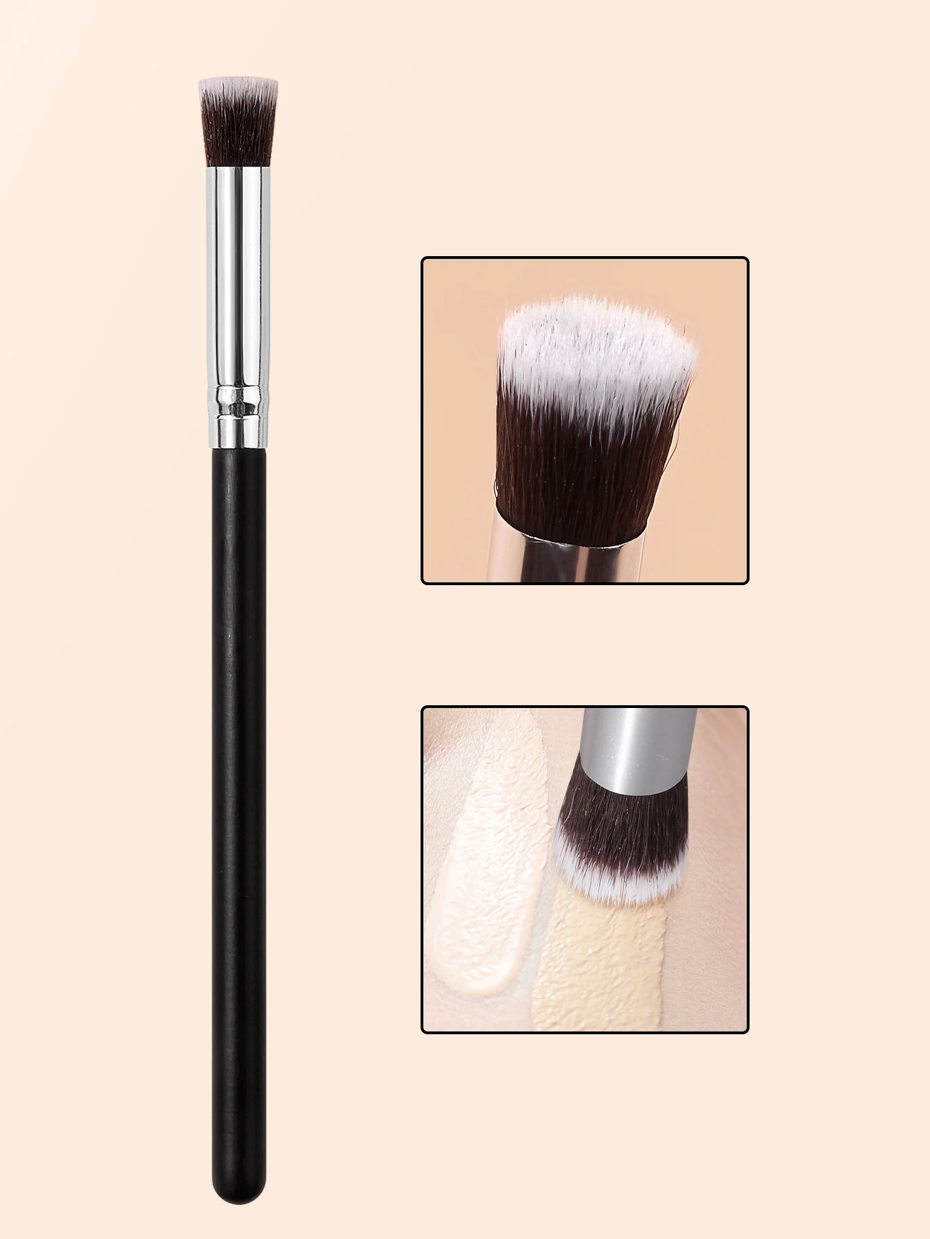Soft Two-tone Fiber Flat Head Concealer & Foundation Brush, Suitable for Liquid and Cream Concealer, Professional Beauty Makeup