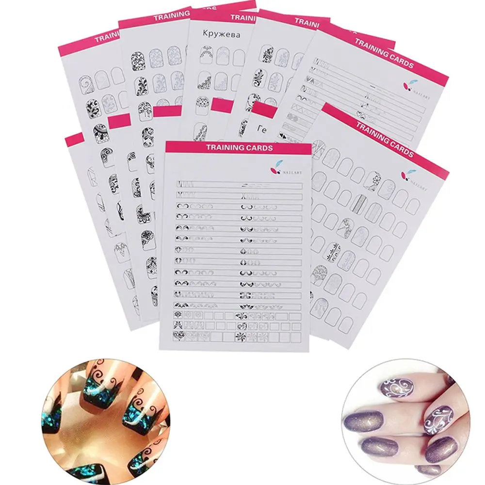 Durable Exercise paper for Beginner Easy To Clean Painting Template Nail Drawing Nail Art Practice Book Nail Art Training Cards