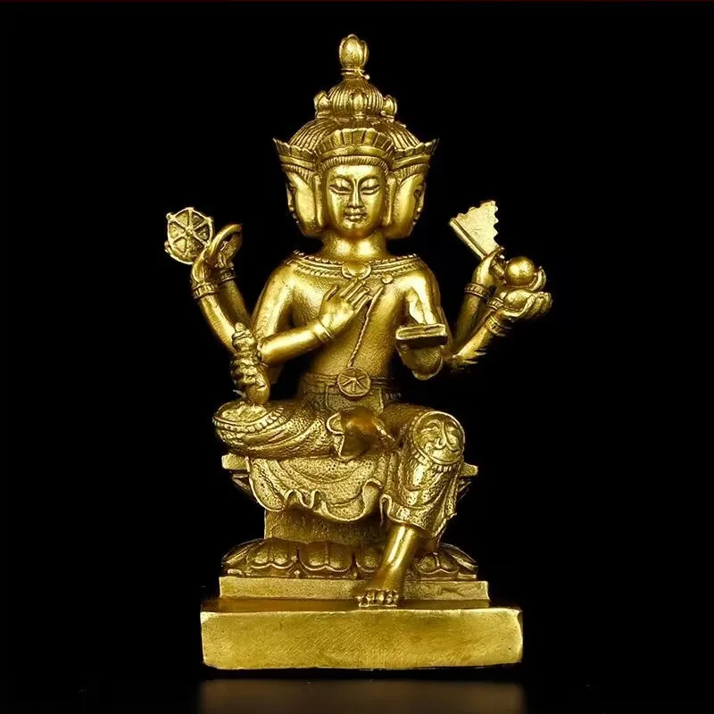 

Brass Thai Four-Faced Buddha Statue Brahma King Decorative Statue Buddha Hall Enshrined Buddha Statue Interior Decoration Craft