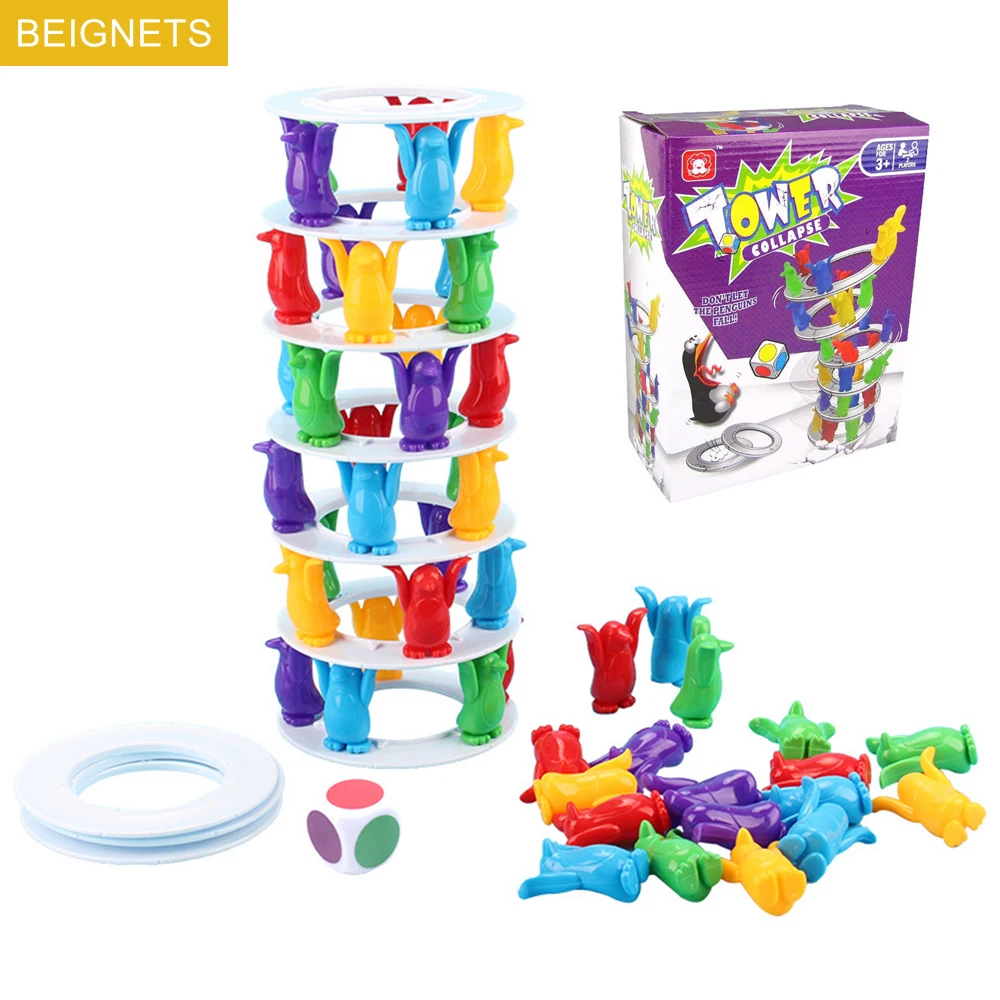 Kids Penguin Tower Collapse Balance Game Toy Funny Party Games Crazy Penguin Crash Tower Thrill Challenge Toys