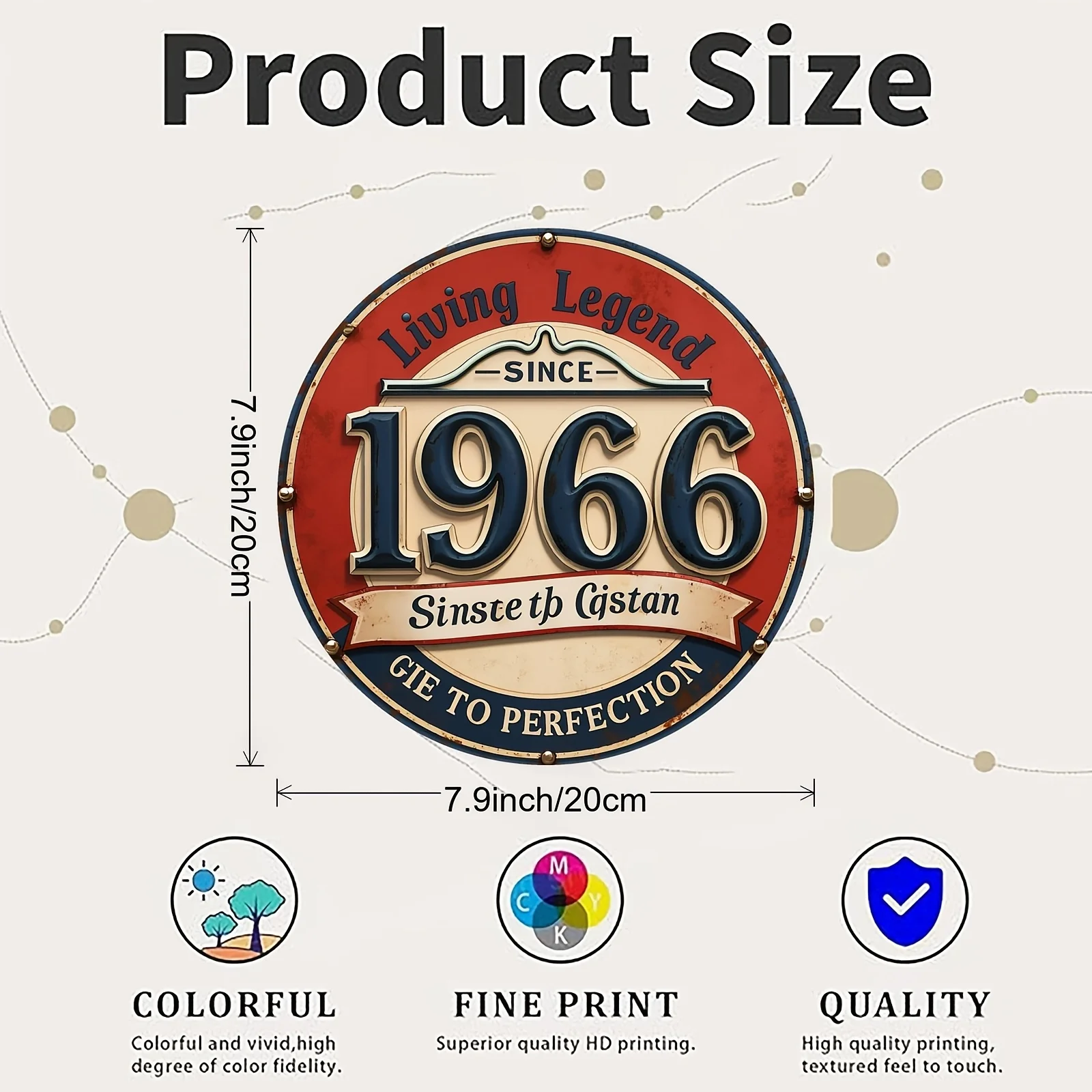 2D Flat, 1pc 1pcs Vintage 1966 Round Aluminum Wall Sign - Suitable for Age Groups Retro Plaque, Metal Decorative Art for, Birthd