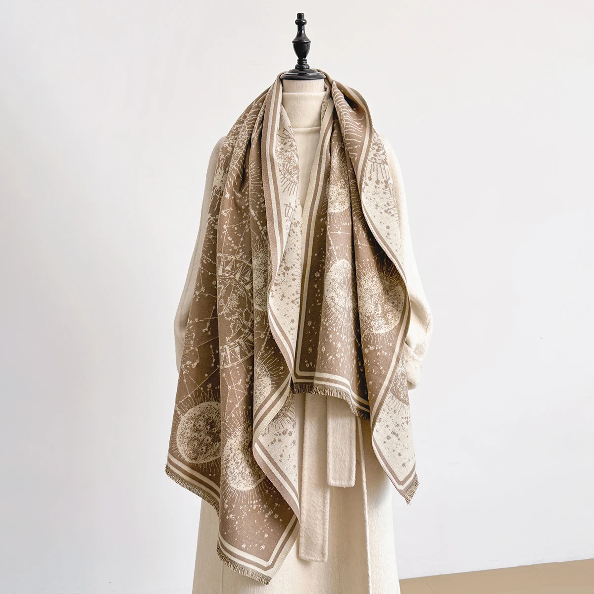 Elegante Damen-Jacquard-Pashmina-Kaschmirschals für den Winter, dicker, warmer, zweiseitiger Schal, kältebeständiger und winddichter Deckenschal – Detail 4
