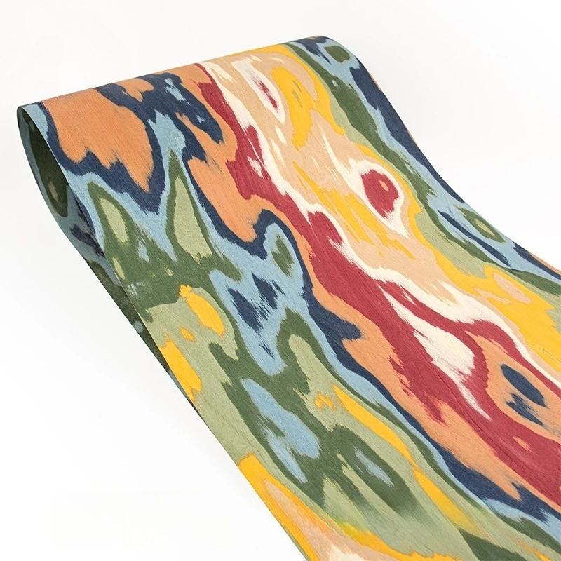 58x250cm Colorful Tech Graffiti Wood Veneer for Furniture Decoration, Wall Panels, Cabinets, and Creative Interior Design