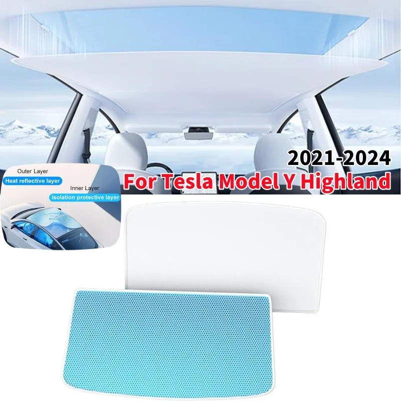 

Magnetic Suction Clip Car Sun Shades Glass Roof Sunshade Sunroof Skylight For Tesla Model Y 2021-2024 / Model 3 2024-2025