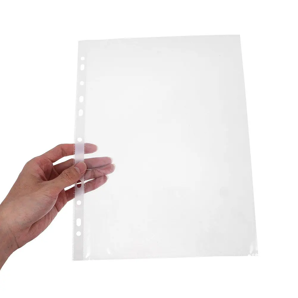 

100 шт. прозрачных пакетов-протекторов из полипропилена формата А4 для 11-кольцевых папок, сверхпрочные, для документов, фотографий, рецептов, сертификатов