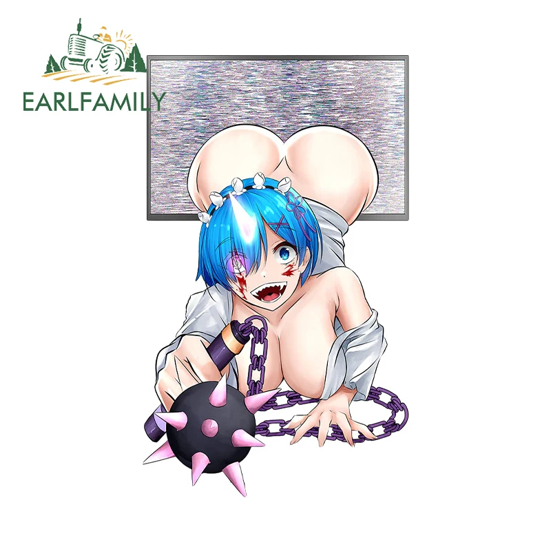 

EARLFAMILY 13 см x 7,8 см Rem Ram Waifu наклейки на грудь сексуальная попа хентай бутаны метеоритный Молот автомобильные аксессуары наклейки Thicc