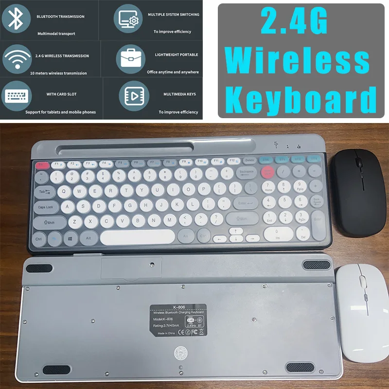 Wireless Keyboard Mouse Set Bluetooth Keyboards Bluetooth 3-Channels Rechargeable 2modes Key Board Mouse for PC Win/Android/IOS