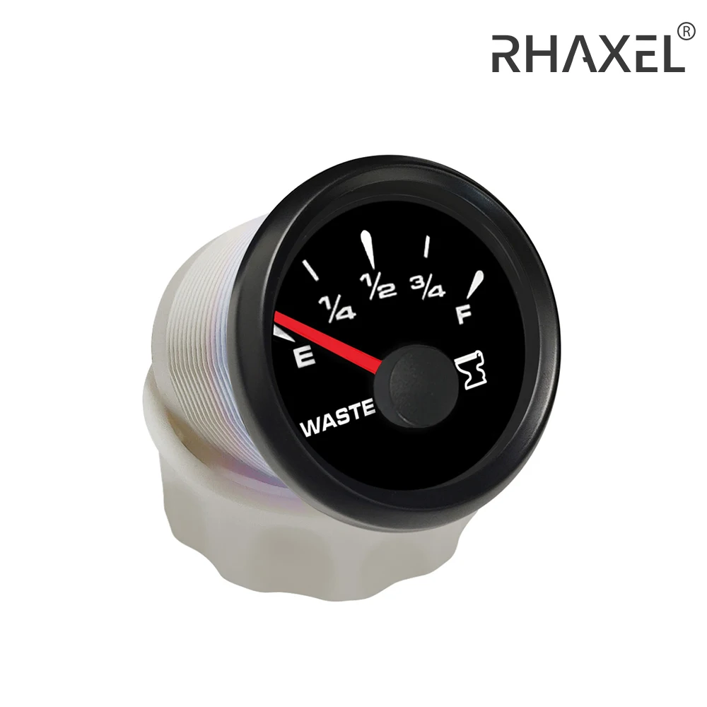 RHAXEL 52mm (2'') Holding Tank Level Gauge 0-190ohm 240-33ohm 12Volt 24Volt for RV VAN ATV Boat with 8 Colors Backlights