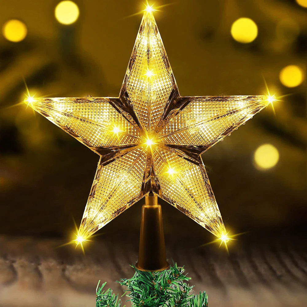 Navidad 2023 Xmas Tree Led Star Lights Christmas Tree Decor Ornaments Garland Fairy Lights For Navidad New Year Party Decoration