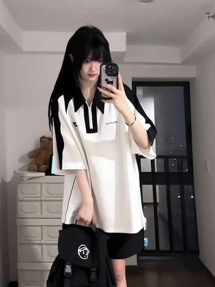 

Women Short Sleeve T-shirt American Vintage Sports Top Women's Summer College Style Loose Casual Short Sleeved Shorts Tshirts