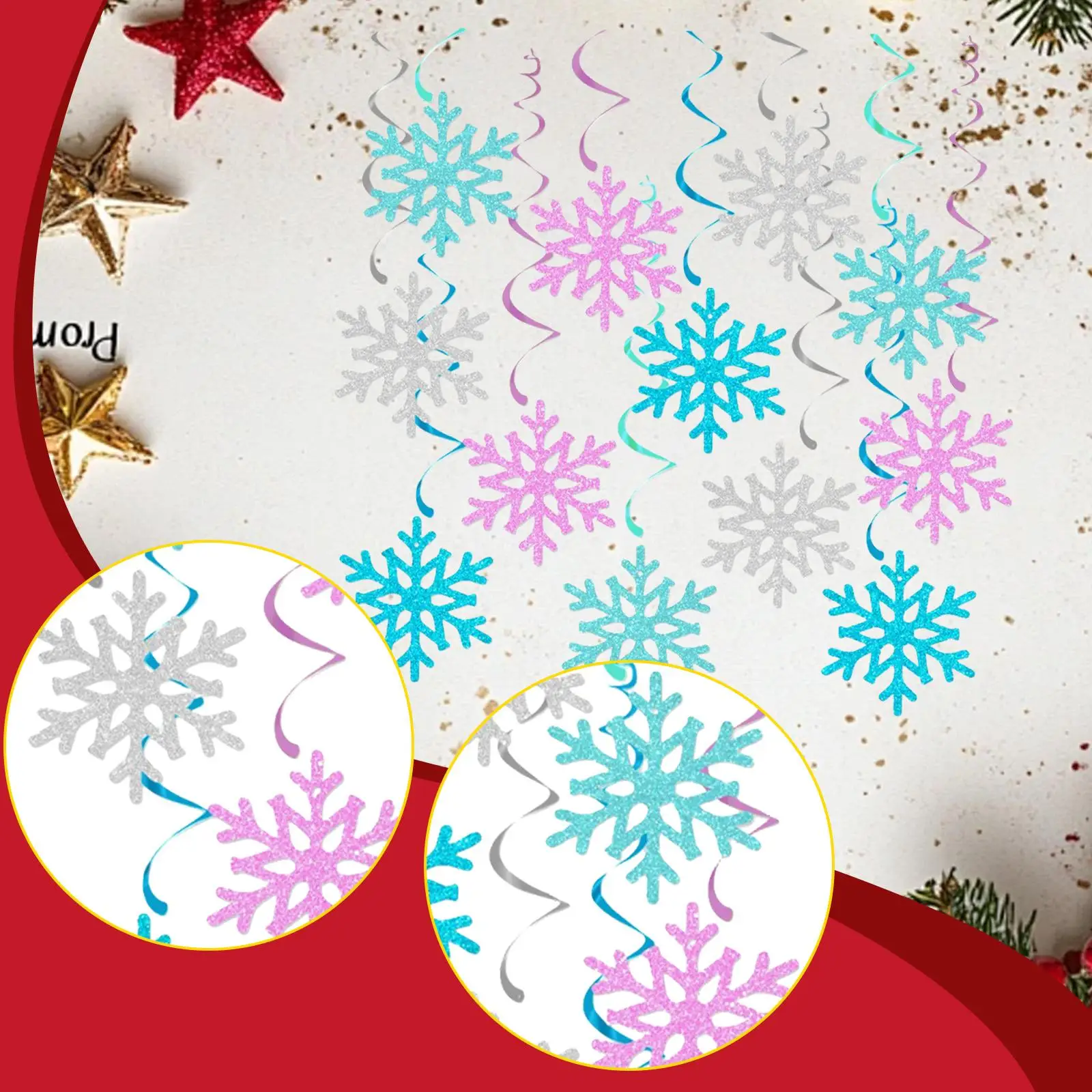 

12 Pieces Snowflake Hanging Swirl Decorations Ornaments for Themed Party
