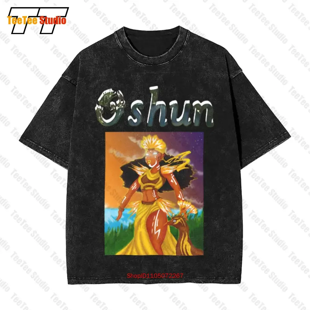 Oshun Orisha, Top de diosa del río, Yoruba Orisha, fe espiritual, camiseta vintage de gran tamaño YPAW