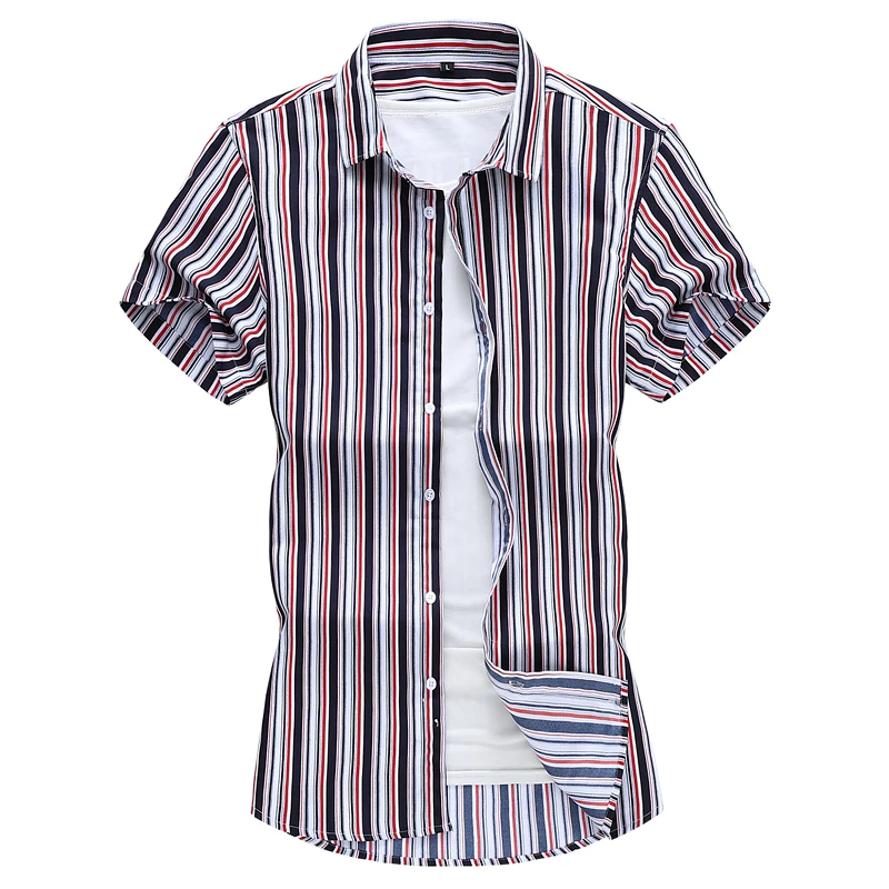 

Male striped short sleeved non-iron slim fit dress shirts Solid Twill Social tops Man's summer Business Casual Shirt Clothing