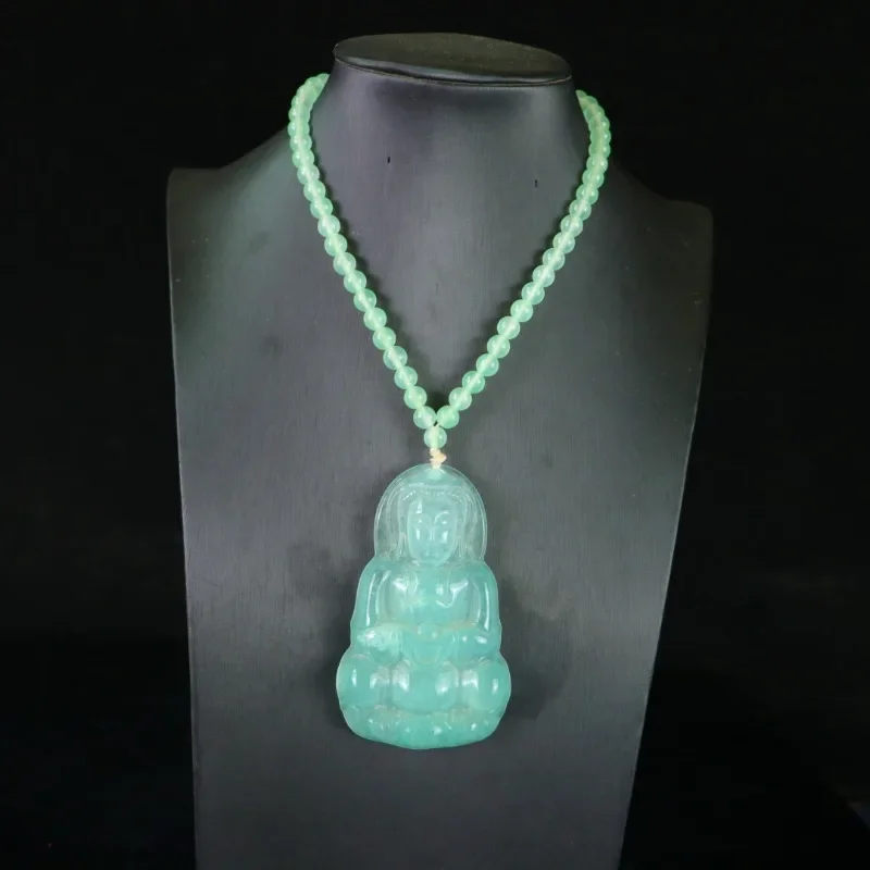 

Natural High-ice Quartzite Jade Guanyin Brand, Classic Fashion Men's Necklace