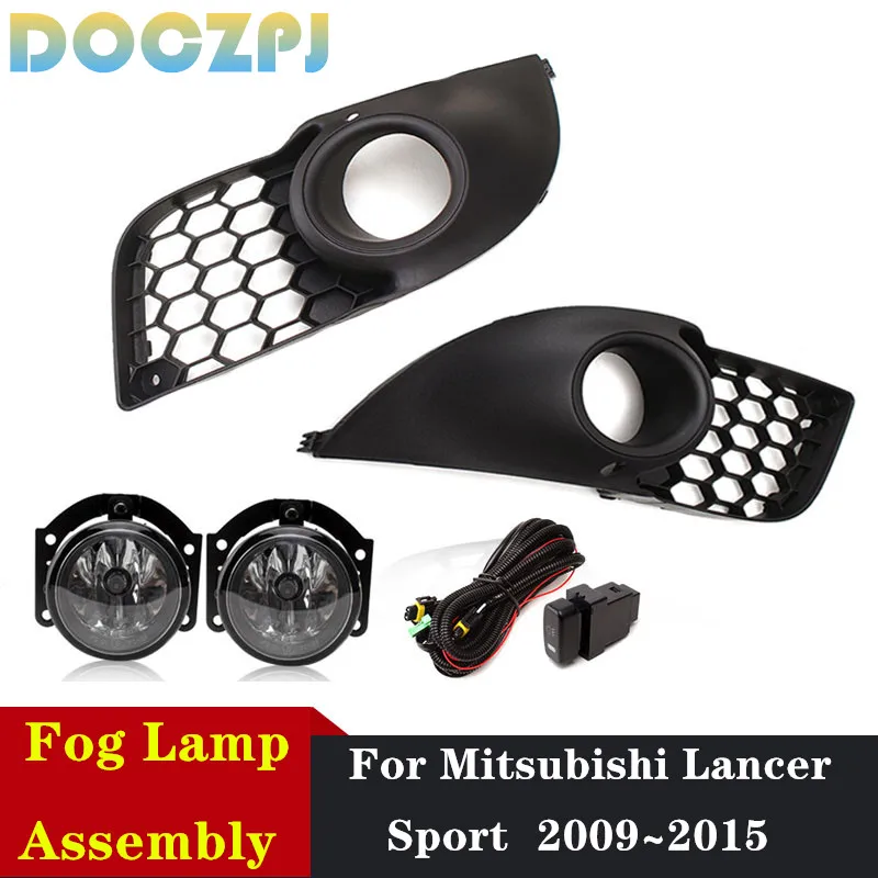 1Set Car Front Fog Lamp Assembly For Mitsubishi Lancer Sport 2009~2015 Foglight With Wire Harness Upgrade Kit