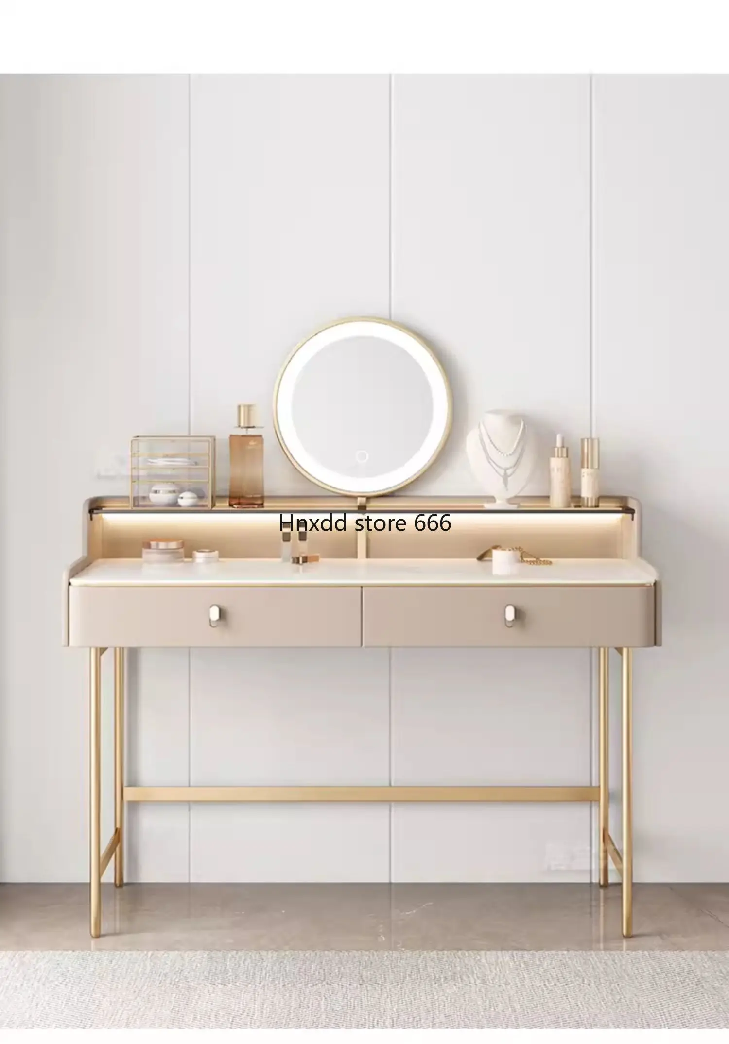 Modern high-end light luxury French cream style simple small apartment makeup table