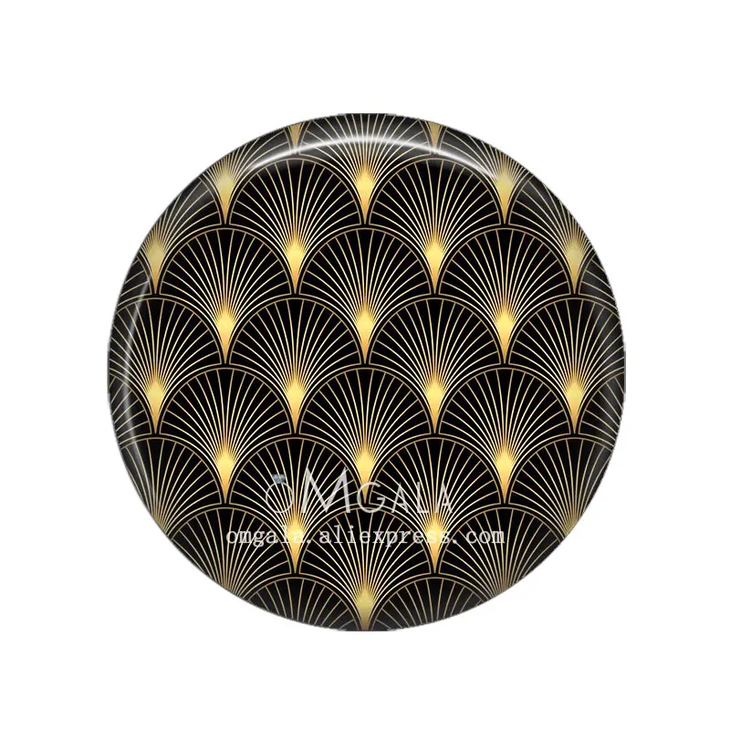 Image 5: Cabochon rond en verre à dos plat, mélange de motifs d'art géométrique, photo noire et dorée, démonstration, résultats exécutifs, 12mm, 14mm, 18mm, 20mm, 25mm, 30mm
